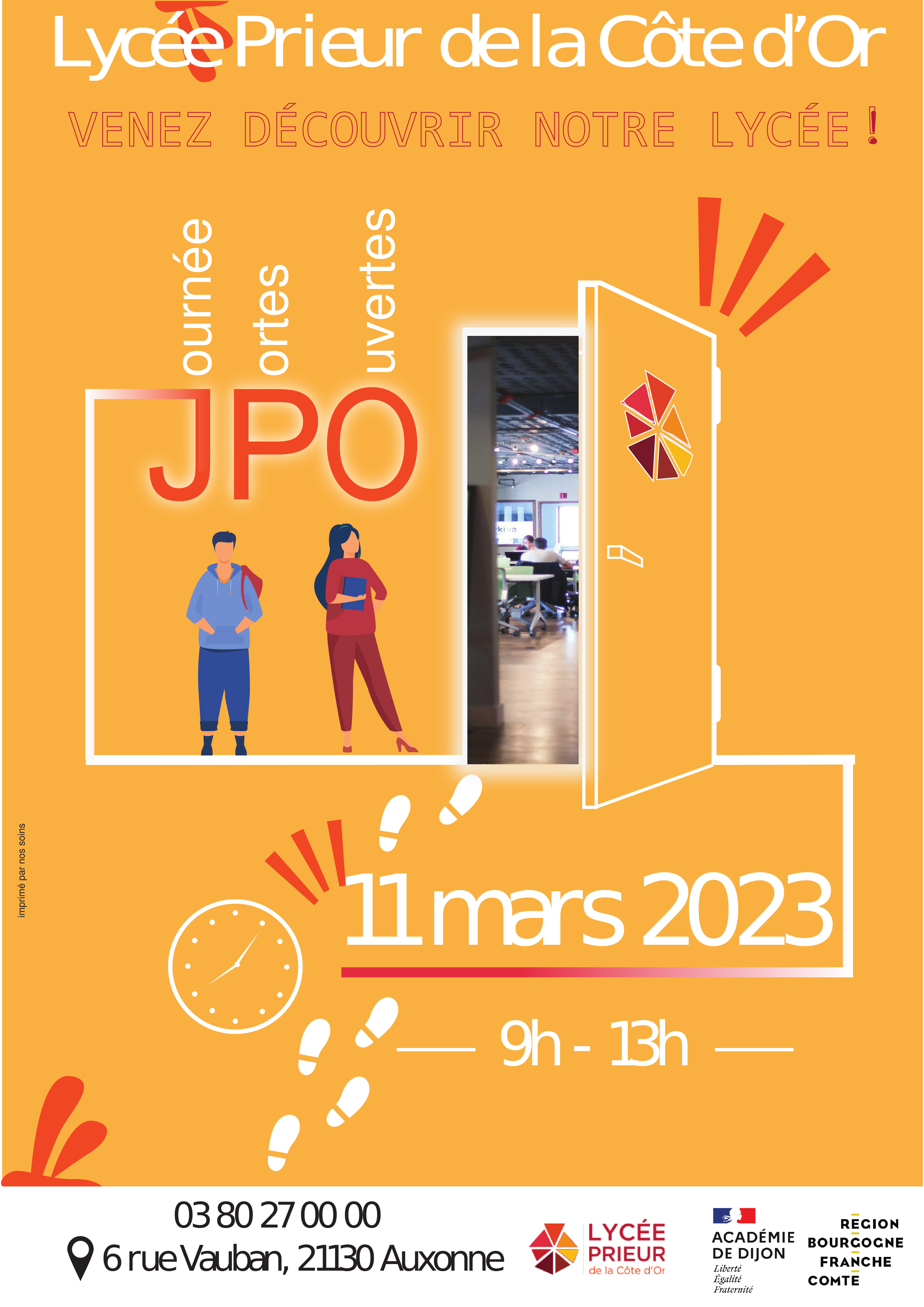 Affiche JPO lycée Prieur de la Côte d'Or 2023