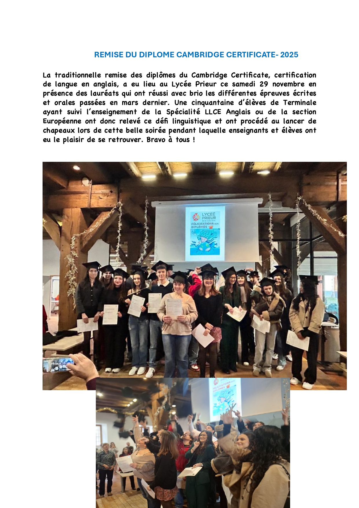 Article ECLAT REMISE DU DIPLOME CAMBRIDGE CERTIFICATE 3 page 0001